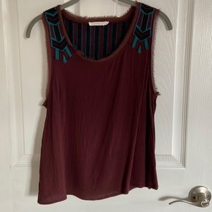 Brown, turquoise and black tank